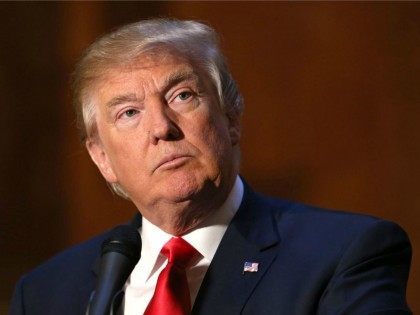 Businessman and Republican presidential candidate Donald Trump speaks during a press confe