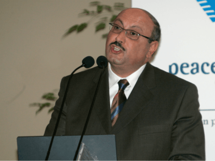 Palestinian ambassador to the United Kingdom Professor Manuel Hassassian speaks during the