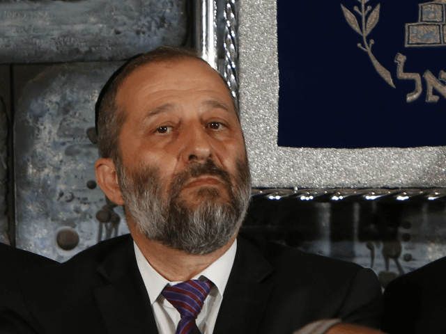 A file picture taken on May 19, 2015, shows Israeli Minister of Economy Aryeh Deri looking on during the traditional photograph in honor of the swearing in of the 34th government of Israel at the Presidential compound in Jerusalem. Deri resigned on November 1, opening the way for the government to greenlight a multibillion dollar gas deal with US energy giant Noble Energy, a statement from the Prime Minister's office said. AFP PHOTO/GALI TIBBON (Photo credit should read GALI TIBBON/AFP/Getty Images)