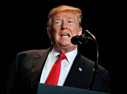 n this Feb. 7, 2019 photo, President Donald Trump speaks during the National Prayer Breakf