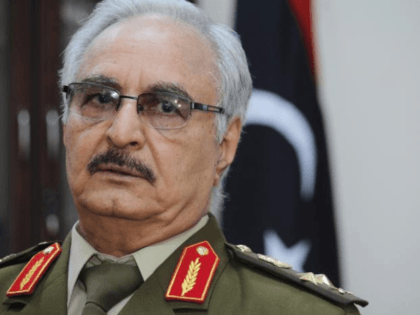 FILE -- In this March 18, 2015 photo file photo, Gen. Khalifa Hifter speaks during an inte