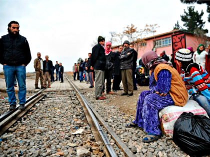 Refugees inside the Turkish border near Gaziantep. Some ten million people have fled Syria