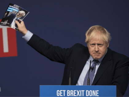 TELFORD, ENGLAND - NOVEMBER 24: Prime Minister Boris Johnson delivers a speech at the laun