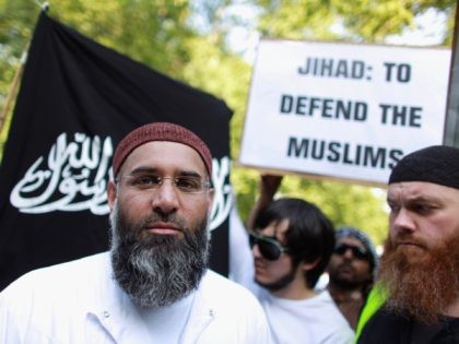 LONDON, ENGLAND - MAY 06: Anjem Choudary leads a protest against the killing of Osama bin