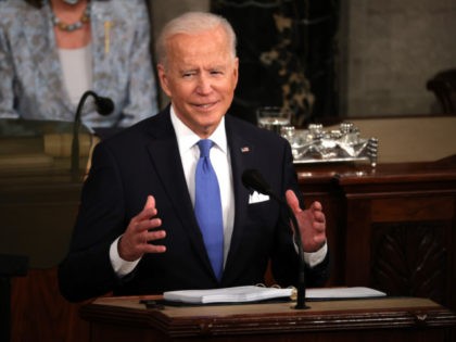 WASHINGTON, DC - APRIL 28: U.S. President Joe Biden addresses a joint session of congress