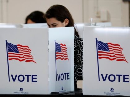 People vote in the Michigan primary election at Chrysler Elementary School in Detroit, Mic