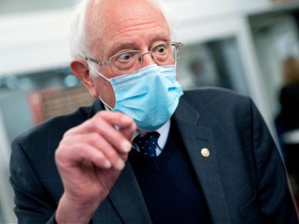 WASHINGTON, DC - APRIL 13: U.S. Sen. Bernie Sanders (I-VT) speaks to reporters in the Sena
