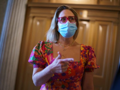 In this Sept. 28, 2021 photo, Sen. Kyrsten Sinema, D-Ariz., a centrist Democratic senator