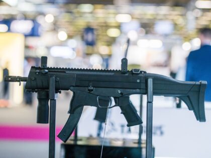 A Taurus SMT submachine gun manufactured by Taurus Armas S.A. at the Eurosatory defense an