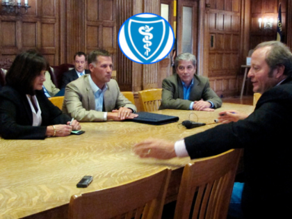 From left, Health Care Service Corp. president and CEO Patricia Hemingway Hall, Blue Cross