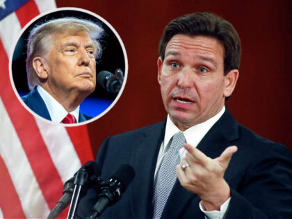 Florida Gov. Ron DeSantis INSET: Donald Trump