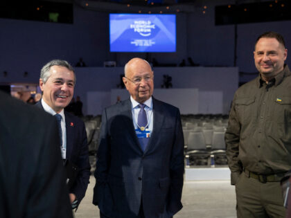 Swiss Federal Councillor Ignazio Cassis, founder World Economic Forum (WEF) Klaus Schwab a