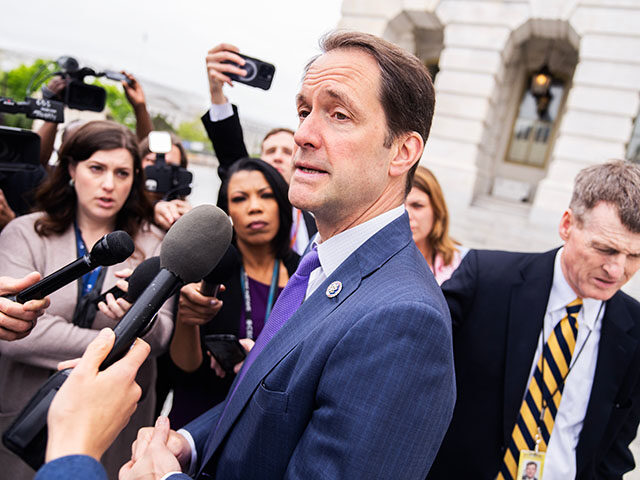 Trump - UNITED STATES - APRIL 19: Rep. Jim Himes, D-Conn., talks with reporters outside th