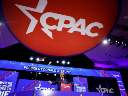 Republican presidential candidate and former U.S. President Donald Trump speaks at the Con