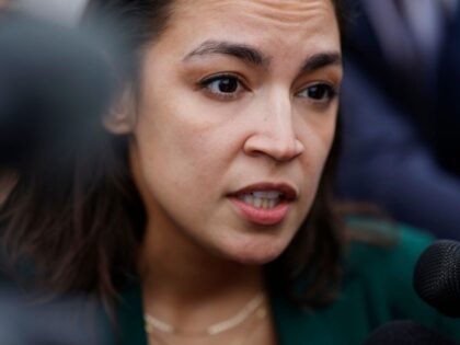 WASHINGTON, DC - SEPTEMBER 25: Rep. Alexandria Ocasio-Cortez (D-NY) speaks to reporters as
