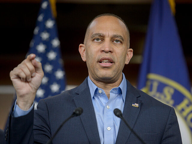 House Minority Leader Hakeem Jeffries, D-N.Y., speaks during a news conference at the Capi