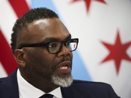 Mayor Brandon Johnson answers questions during a news conference at Chicago City Hall on A