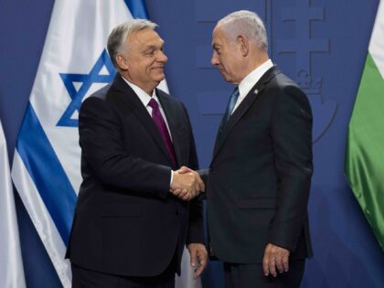 Hungarian Prime Minister Viktor Orban, left, and Israeli Prime Minister Benjamin Netanyahu