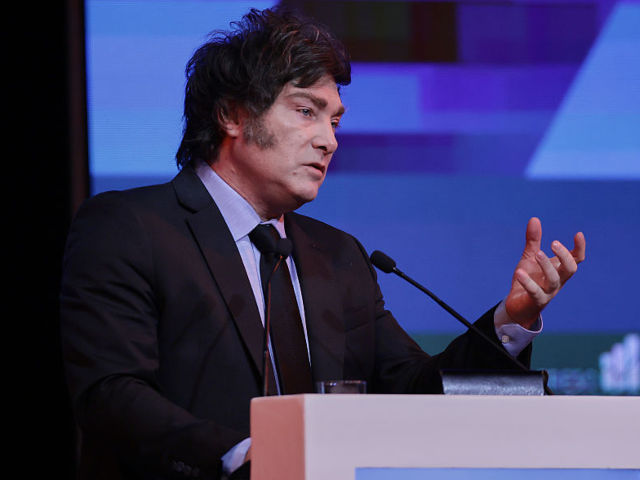 In Buenos Aires, Argentina, on April 30, 2025, Argentine President Javier Milei delivers a