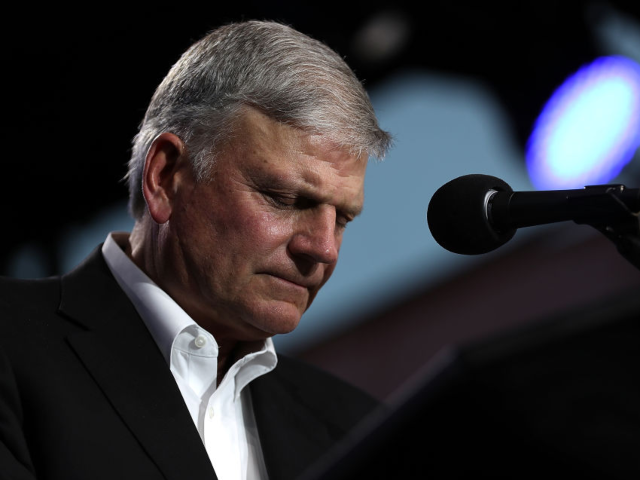 TURLOCK, CA - MAY 29: Rev. Franklin Graham speaks during Franklin Graham's "Decision Ameri
